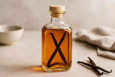 Bottle of homemade alcohol-free vanilla extract