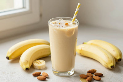 Almond Butter Banana Smoothie in a glass