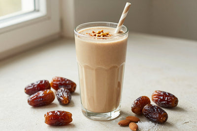 Almond Butter Date Smoothie in a glass