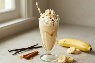 Banana Foster Tropical Milkshake in a glass