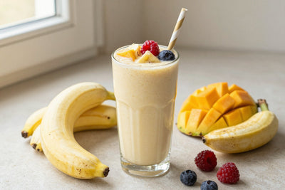 Banana Mixed Fruit Smoothie in a glass