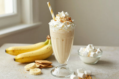 Banana S'mores Milkshake in a glass