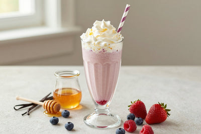 Berry Honey Milkshake in a glass