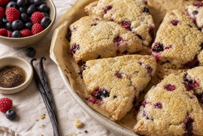 Berry vanilla scones made with Mexican vanilla