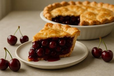 Slice of black forest cherry pie