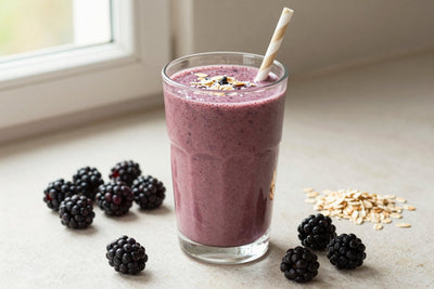 Blackberry Oatmeal Smoothie in a glass