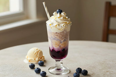 Blueberry Cream Float in a glass