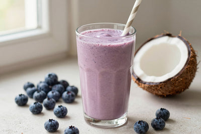 Blueberry Dairy-Free Yogurt Smoothie in a glass