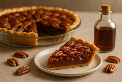 Slice of bourbon pecan pie
