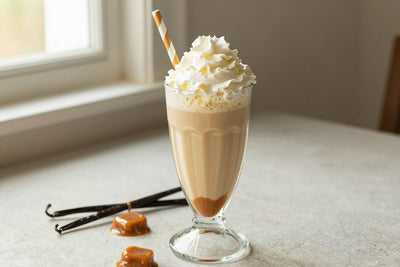 Butterscotch Pudding Milkshake in a glass