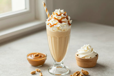 Caramel Peanut Milkshake in a glass