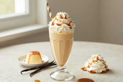 Caramel Pudding Milkshake in a glass