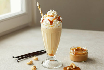 Cashew Caramel Milkshake in a glass