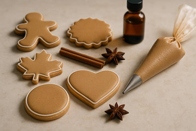Sugar cookies decorated with chai royal icing