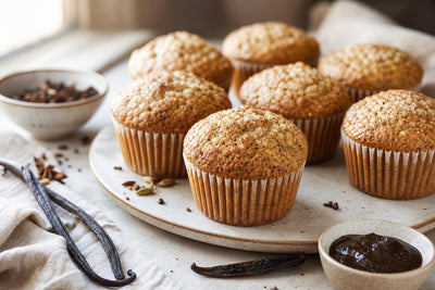 Chai vanilla muffins made with Ugandan vanilla