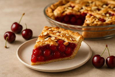 Slice of cherry almond pie