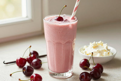 Cherry Cheesecake Smoothie in a glass