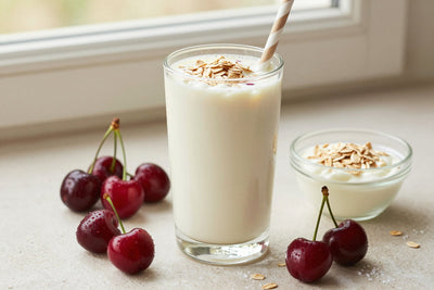 Cherry Oat Yogurt Smoothie in a glass