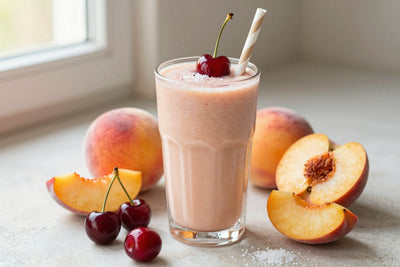 Cherry Peach Smoothie in a glass