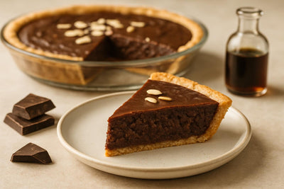 Slice of chocolate almond pie