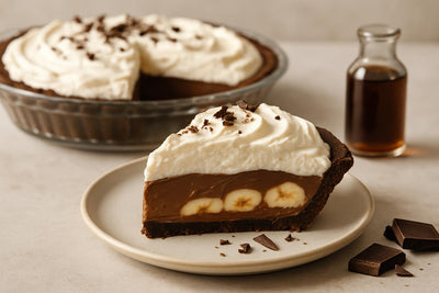 Slice of chocolate banana cream pie