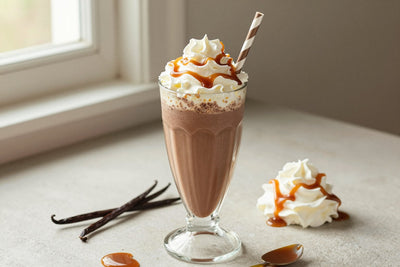 Chocolate Caramel Milkshake in a glass