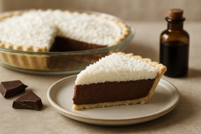 Slice of chocolate coconut pie
