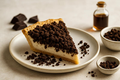 Slice of pie with chocolate cookie crumble
