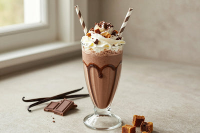 Chocolate Honeycomb Milkshake in a glass