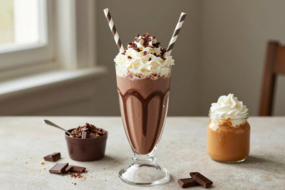 Chocolate Peanut Butter Milkshake in a glass