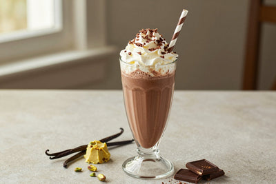 Chocolate Pistachio Milkshake in a glass