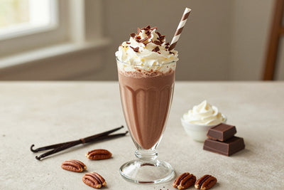 Chocolate Praline Milkshake in a glass