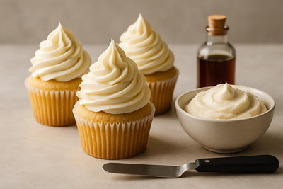 Cupcakes piped with classic ermine frosting