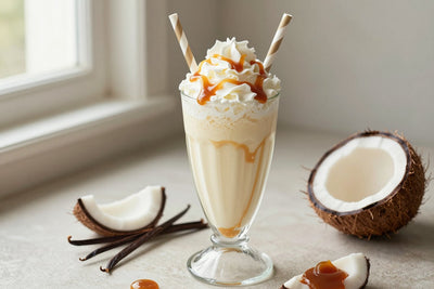 Coconut Caramel Milkshake in a glass