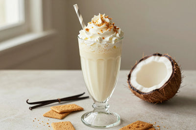 Coconut Cream Pie Milkshake in a glass
