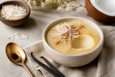 Coconut vanilla pudding made with Mexican vanilla