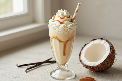 Coconut Toffee Milkshake in a glass