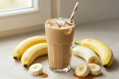 Coffee Caramel Banana Smoothie in a glass