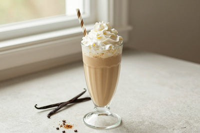 Coffee Pudding Milkshake in a glass