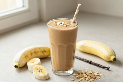 Coffee Vanilla Oat Smoothie in a glass