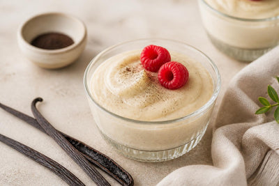 Dairy-free almond vanilla pudding made with Mexican vanilla