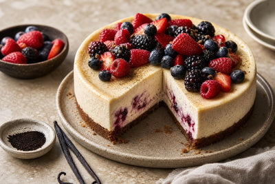 Dairy-free berry vanilla cheesecake