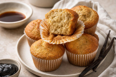 Dairy-free bourbon vanilla muffins made with Tahitian vanilla