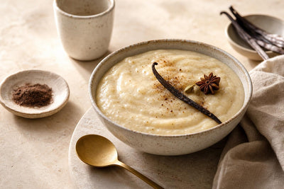 Dairy-free chai vanilla pudding made with Mexican vanilla