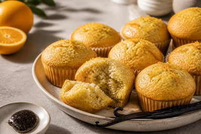 Dairy-free citrus vanilla muffins made with Madagascar vanilla