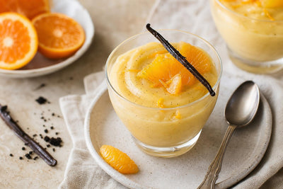 Dairy-free citrus vanilla pudding made with Madagascar vanilla