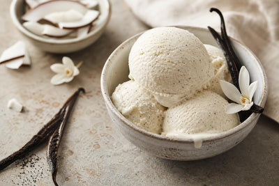 Dairy-free coconut vanilla ice cream made with Tahitian vanilla