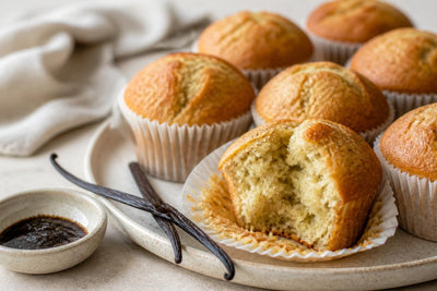 Dairy-free vanilla muffins made with Indonesian vanilla