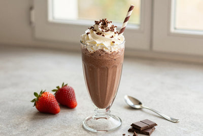 Dark Chocolate Strawberry Milkshake in a glass