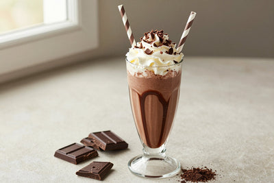 Double Dark Chocolate Milkshake in a glass